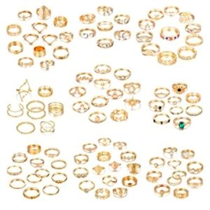 97 Pcs. Gold Jeweled Stackable Knuckle Rings NWT